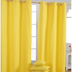 Homescapes Cotton Yellow Eyelet Curtains - Curtain Type Homescapes Cotton Yellow Eyelet Curtains - Curtain Type