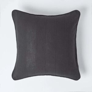 Homescapes Cotton Rajput Ribbed Cushion Cover - Black - 45cm x 45cm - Cushion Cover Homescapes Cotton Rajput Ribbed Cushion Cover - Black - 45cm x 45cm - Cushion Cover
