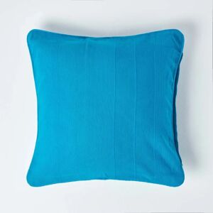 Homescapes Cotton Rajput Ribbed Teal Cushion Cover - Cushion Cover Homescapes Cotton Rajput Ribbed Teal Cushion Cover - Cushion Cover