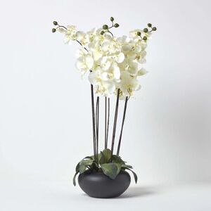 Homescapes Large Oriental Style Cream Orchid in Black Bowl - Artificial Plant Homescapes Large Oriental Style Cream Orchid in Black Bowl - Artificial Plant