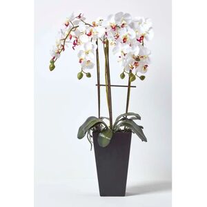 Homescapes White Orchid - Artificial Flowers, 70cm, Black Pot Homescapes White Orchid - Artificial Flowers, 70cm, Black Pot
