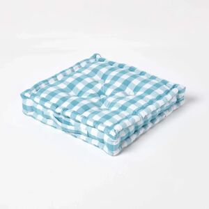Homescapes Blue Block Check Cotton Gingham Floor Cushion - Floor Cushion Homescapes Blue Block Check Cotton Gingham Floor Cushion - Floor Cushion