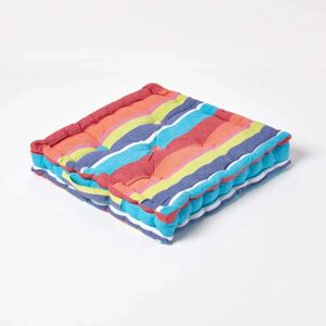 Homescapes Cotton Multicoloured Stripe Floor Cushion - Floor Cushion Homescapes Cotton Multicoloured Stripe Floor Cushion - Floor Cushion