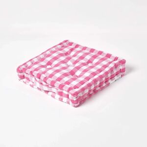 Homescapes Pink Block Check Cotton Gingham Floor Cushion - Floor Cushion Homescapes Pink Block Check Cotton Gingham Floor Cushion - Floor Cushion