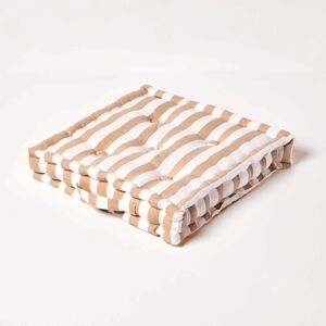 Homescapes Beige Cotton Thick Stripe Floor Cushion - Floor Cushion Homescapes Beige Cotton Thick Stripe Floor Cushion - Floor Cushion