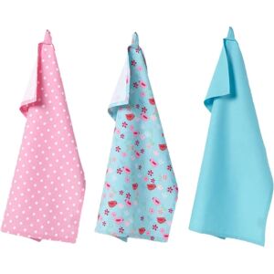 Homescapes Cotton Birds and Flowers Pink Blue Tea Towels Set Of Three Homescapes Cotton Birds and Flowers Pink Blue Tea Towels Set Of Three
