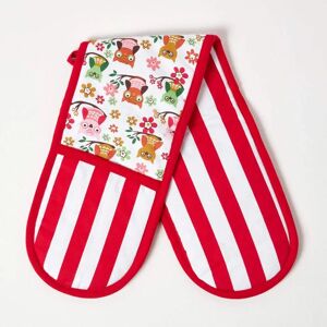 Homescapes Red Owls Cotton Double Oven Glove - Oven Glove Homescapes Red Owls Cotton Double Oven Glove - Oven Glove