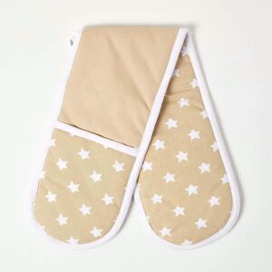 Homescapes Beige Stars Cotton Double Oven Glove - Oven Glove Homescapes Beige Stars Cotton Double Oven Glove - Oven Glove