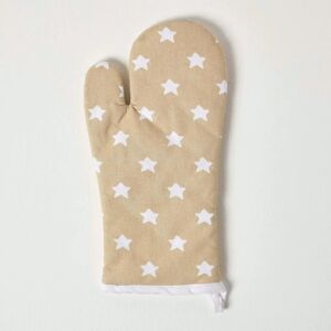Homescapes Cotton Stars Beige White Oven Glove - Oven Glove Homescapes Cotton Stars Beige White Oven Glove - Oven Glove