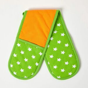 Homescapes Green Stars Cotton Double Oven Glove Homescapes Green Stars Cotton Double Oven Glove