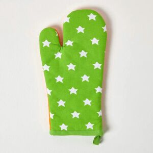 Homescapes Green Stars Cotton Oven Glove - Oven Glove Homescapes Green Stars Cotton Oven Glove - Oven Glove