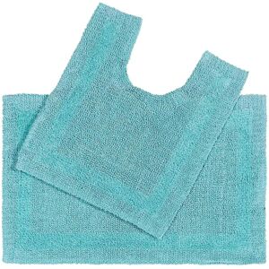 Homescapes Aqua Luxury Two Piece Cotton Bath Mat Set - Bath Mat Set Homescapes Aqua Luxury Two Piece Cotton Bath Mat Set - Bath Mat Set