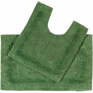 Homescapes Bottle Green Luxury Two Piece Cotton Bath Mat Set - Bath Mat Set Homescapes Bottle Green Luxury Two Piece Cotton Bath Mat Set - Bath Mat Set