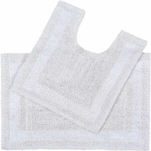 Homescapes White Luxury Two Piece Cotton Bath Mat Set - Bath Mat Set Homescapes White Luxury Two Piece Cotton Bath Mat Set - Bath Mat Set