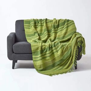 Homescapes Green Cotton Morocco Striped Throw - Throw Blanket Homescapes Green Cotton Morocco Striped Throw - Throw Blanket