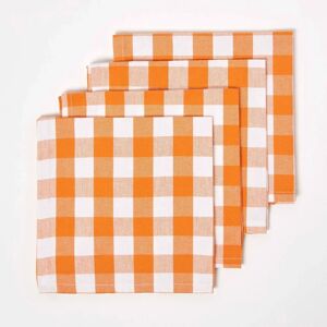 Homescapes Orange Check Cotton Gingham Napkins - Napkins Homescapes Orange Check Cotton Gingham Napkins - Napkins