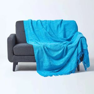 Homescapes Nirvana Slub Cotton Teal Throw - Throw Homescapes Nirvana Slub Cotton Teal Throw - Throw