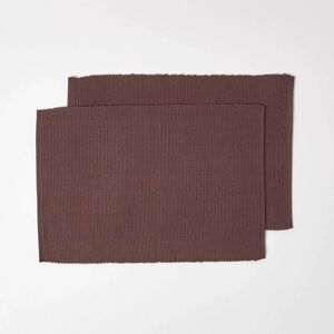 Homescapes Chocolate Cotton Plain Pack of 2 Placemats - Placemats Homescapes Chocolate Cotton Plain Pack of 2 Placemats - Placemats