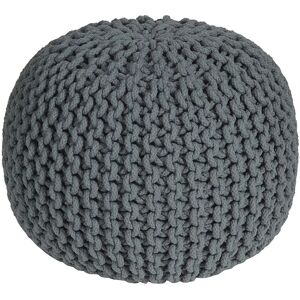 Homescapes Dark Grey Cotton Knitted Pouffe - Footstool Homescapes Dark Grey Cotton Knitted Pouffe - Footstool