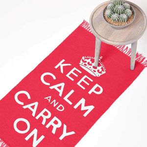 Homescapes Keep Calm And Carry On Teppich Weiß Rot - Teppich Homescapes Keep Calm And Carry On Teppich Weiß Rot - Teppich