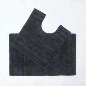 Homescapes Black Bath Mat and Pedestal Set - Luxury Bathroom Accessory Homescapes Black Bath Mat and Pedestal Set - Luxury Bathroom Accessory