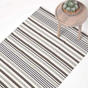 Homescapes Black grey Scandinavian Style Striped Cotton Rug Homescapes Black grey Scandinavian Style Striped Cotton Rug