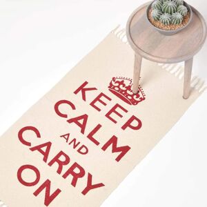 Homescapes Keep Calm And Carry On Rug - Red & White - Rug Homescapes Keep Calm And Carry On Rug - Red & White - Rug