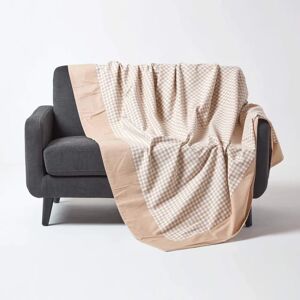 Homescapes Beige Cotton Gingham Check Throw - Throw Homescapes Beige Cotton Gingham Check Throw - Throw