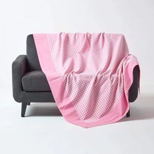 Homescapes Pink Cotton Gingham Check Throw - Throw Homescapes Pink Cotton Gingham Check Throw - Throw