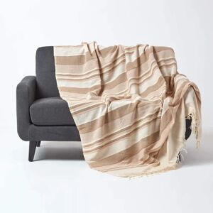 Homescapes Beige Cotton Morocco Striped Throw - Throw Homescapes Beige Cotton Morocco Striped Throw - Throw