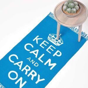 Homescapes Blue & White Keep Calm Rug - Rug Homescapes Blue & White Keep Calm Rug - Rug
