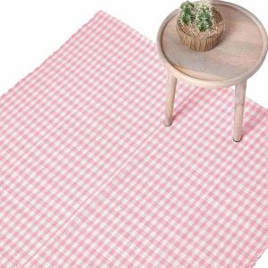 Homescapes Pink Cotton Gingham Check Rug - Rug Homescapes Pink Cotton Gingham Check Rug - Rug