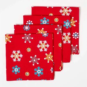 Homescapes Red Christmas Cotton Napkins Set - Napkins Set Homescapes Red Christmas Cotton Napkins Set - Napkins Set