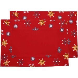 Homescapes Red Snowflake Cotton Christmas Placemats - Table Linens Homescapes Red Snowflake Cotton Christmas Placemats - Table Linens