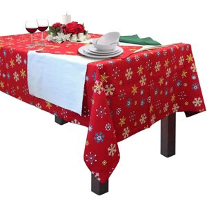 Homescapes Snowflake Christmas Tablecloth - 137cm x 178cm Red Homescapes Snowflake Christmas Tablecloth - 137cm x 178cm Red