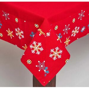 Homescapes Red Snowflake Border Christmas Cotton Tablecloth - 137x178cm Homescapes Red Snowflake Border Christmas Cotton Tablecloth - 137x178cm