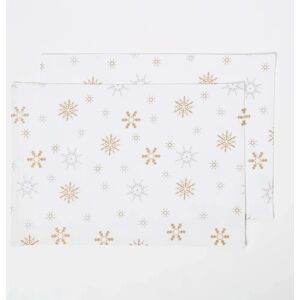 Homescapes Cotton Christmas Gold Snowflake Placemats - Set of 2 Homescapes Cotton Christmas Gold Snowflake Placemats - Set of 2