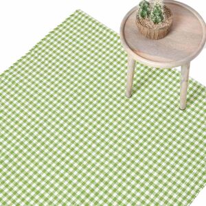 Homescapes Green Cotton Gingham Check Rug - Rug Homescapes Green Cotton Gingham Check Rug - Rug