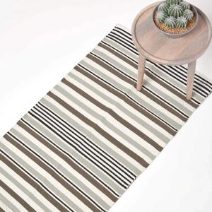 Homescapes Grey Cotton Rug - Scandinavian Style, 66x200cm Homescapes Grey Cotton Rug - Scandinavian Style, 66x200cm