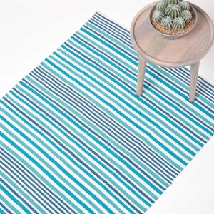 Homescapes Blue Scandinavian Style Cotton Rug - Rug Homescapes Blue Scandinavian Style Cotton Rug - Rug