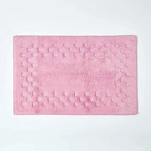 Homescapes Pink Cotton Check Border Bath Mat - Bath Mat Homescapes Pink Cotton Check Border Bath Mat - Bath Mat