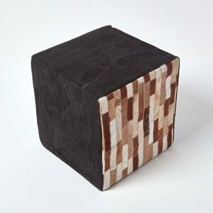 Homescapes Brown and Black Patchwork Cube Pouffe - Pouffe Homescapes Brown and Black Patchwork Cube Pouffe - Pouffe