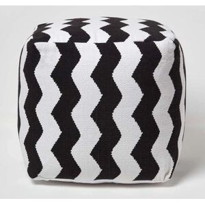 Homescapes Model - Square Chevron Footstool - Black and White Homescapes Model - Square Chevron Footstool - Black and White