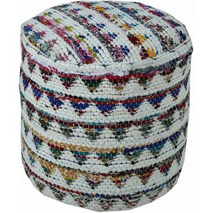 Homescapes Cream Chindi Pattern Woven Bean Filled Pouffe - Pouffe Homescapes Cream Chindi Pattern Woven Bean Filled Pouffe - Pouffe