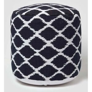 Homescapes Blue and Natural Ikat Round Footstool - Footstool Homescapes Blue and Natural Ikat Round Footstool - Footstool