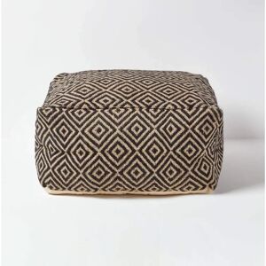 Homescapes Black and Cream Aztec Pattern Cube Footstool Homescapes Black and Cream Aztec Pattern Cube Footstool