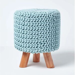 Homescapes Pastel Blue Tall Cotton Footstool - Footstool Homescapes Pastel Blue Tall Cotton Footstool - Footstool