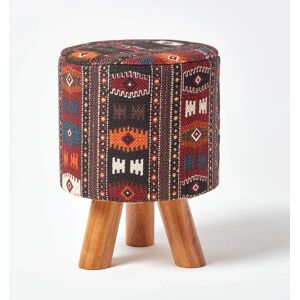Homescapes Tall Multi Coloured Kilim Footstool - Footstool Homescapes Tall Multi Coloured Kilim Footstool - Footstool