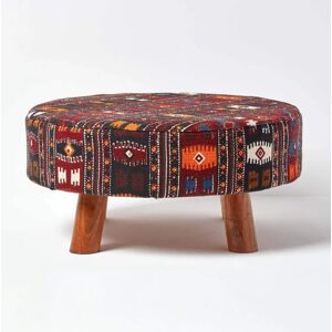 Homescapes Kilim Footstool - 62x62x30 cm Multi-Coloured Homescapes Kilim Footstool - 62x62x30 cm Multi-Coloured