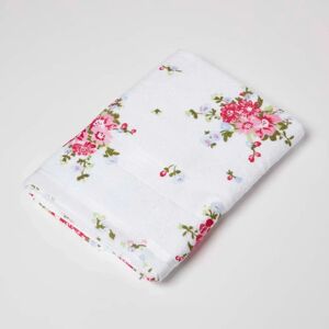 Homescapes Pink and White Floral Printed Cotton Bath Towel Homescapes Pink and White Floral Printed Cotton Bath Towel